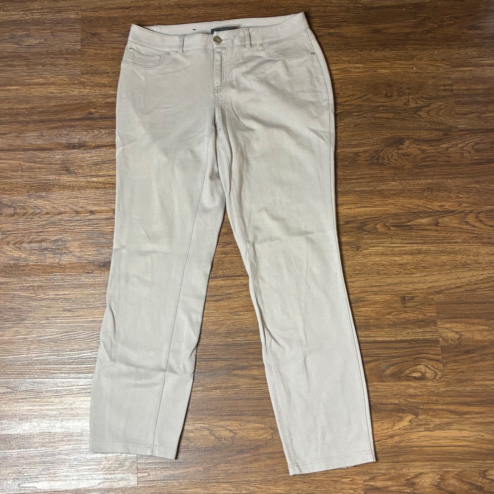 INC Pants Womens 10L Tan Straight Leg Stretch Mid Rise 5-Pocket 6K744